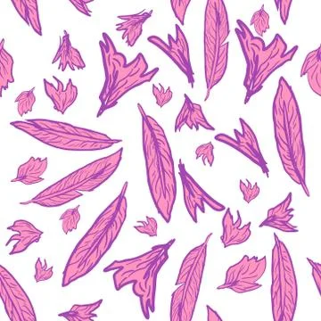 Vector seamless pattern with hand drawn feathers Stock Illustration