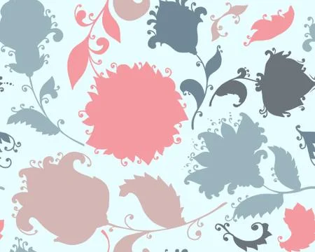 Vector seamless pattern with hand drawn paisley floral elements. Stock Illustration