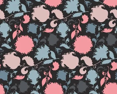 Vector seamless pattern with hand drawn paisley floral elements. Stock Illustration