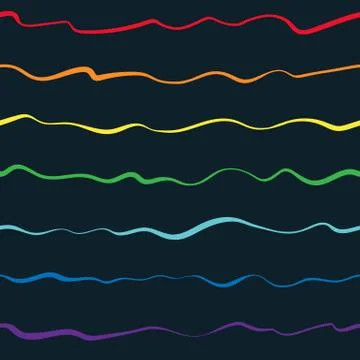 Vector seamless pattern with hand drawn rainbow swirl. Stock Illustration