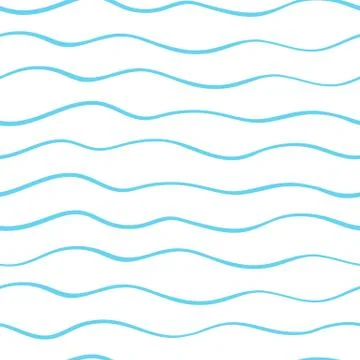 Vector seamless pattern with hand drawn blue waves. 스톡 일러스트