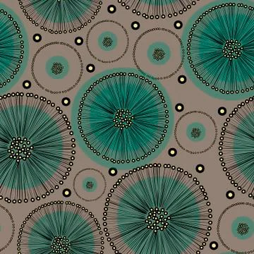 Vector seamless pattern hand drawn abstract turquoise dandelion flowers Stock Illustration