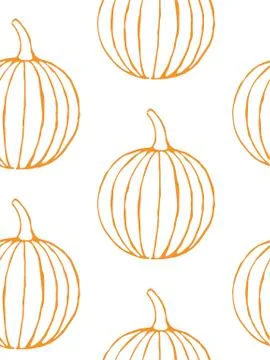 Vector seamless pattern with hand drawn outline pumpkins イラスト素材