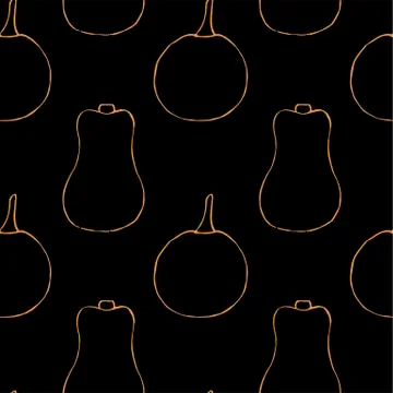 Vector seamless pattern with hand drawn outline pumpkins Stock Illustration