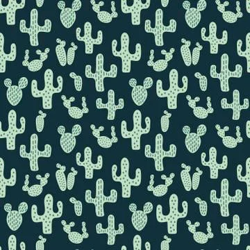 Vector seamless pattern with hand drawn cactuses . Design for fabric, poster, Stockillustratie