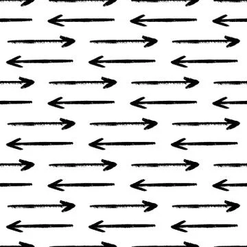 Vector seamless pattern with hand drawn black arrows. 스톡 일러스트