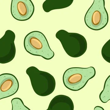 Vector seamless pattern with hand drawn doodle avocado Stock Illustration