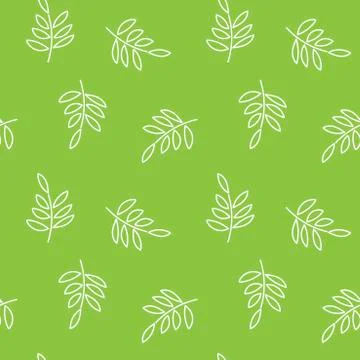 Vector Seamless pattern. Hand drawn leaves on twigs . Background for fabric,  Stock Illustration