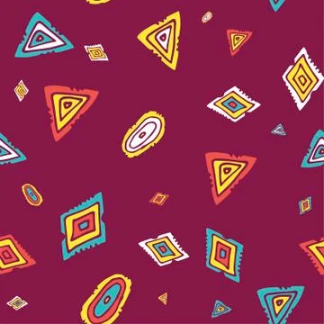 Vector seamless pattern with Hand drawn abstract doodle geometric shapes and  Stock Illustration