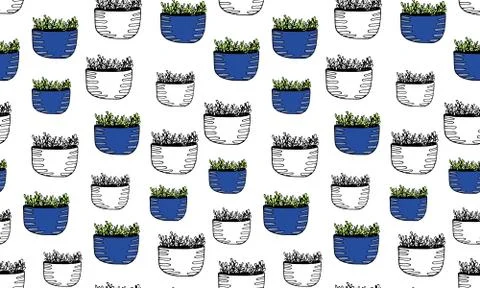 Vector seamless pattern with hand drawn herbs Illustrazione stock