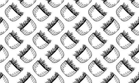 Vector seamless pattern with hand drawn herbs Stock Illustration