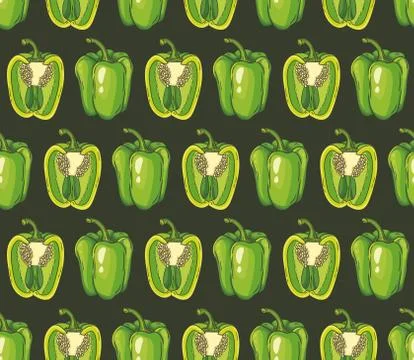 Vector seamless pattern with hand-drawn peppers. Texture design Stock Illustration