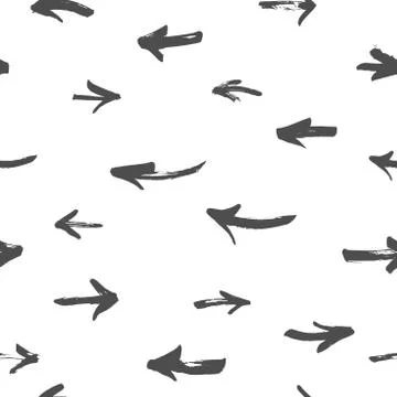 Vector seamless pattern with hand-drawn arrows. Stock Illustration