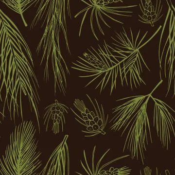 Vector  seamless pattern with hand drawn Christmas plants Stock Illustration