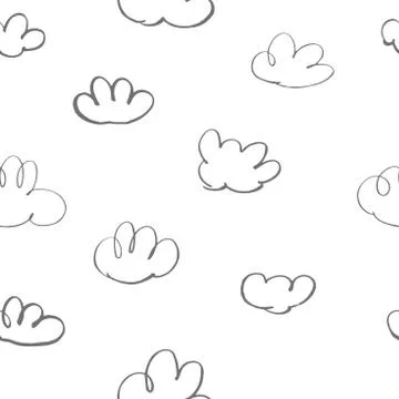 Vector seamless pattern with hand drawn clouds 库存插图