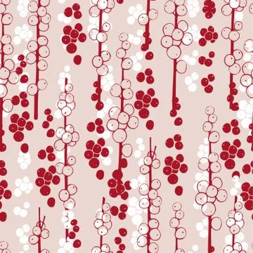 Vector  seamless pattern with hand drawn Christmas plants Stock Illustration