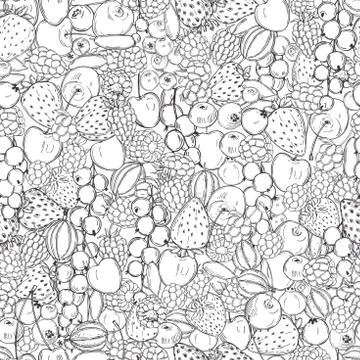 Vector seamless pattern with hand-drawn  berries. Stock Illustration