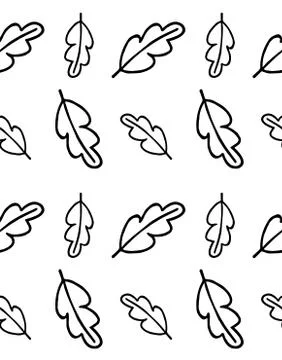 Vector seamless pattern of hand drawn oak leaf Stock Illustration