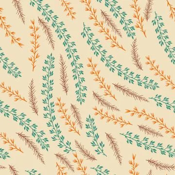 Vector seamless pattern with hand drawn floral elements. Stock Illustration