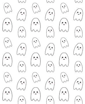 Vector seamless pattern of hand drawn doodle ghost Stock Illustration