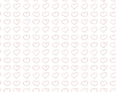 Vector seamless pattern of hand-drawn red hearts Stock Illustration