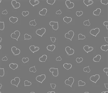 Vector seamless pattern of hand-drawn hearts Stock Illustration