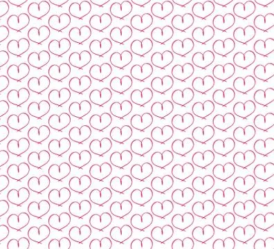Vector seamless pattern of hand-drawn red hearts Stock Illustration