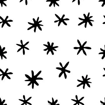 Vector seamless pattern from hand drawn snowflakes in doodle style. Winter, c 库存插图