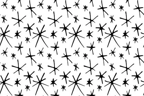 Vector seamless pattern from hand drawn snowflakes in doodle style. Winter, c Stock Illustration