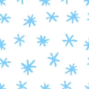 Vector seamless pattern from hand drawn snowflakes in doodle style. Winter, c Stock Illustration
