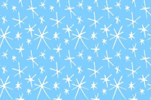 Vector seamless pattern from hand drawn snowflakes in doodle style. Winter, c 스톡 일러스트