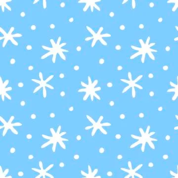 Vector seamless pattern from hand drawn snowflakes in doodle style. Winter, c Illustrazione stock