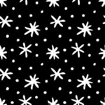 Vector seamless pattern from hand drawn snowflakes in doodle style. Winter, c Stock Illustration