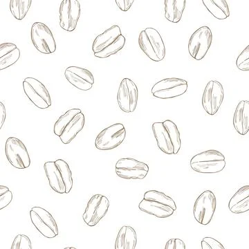 Vector seamless pattern with hand drawn oat-flakes Stock Illustration
