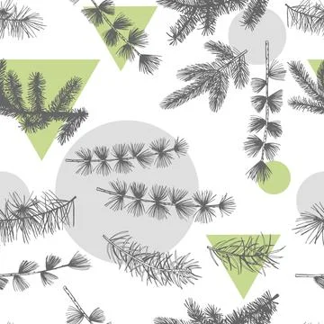 Vector  seamless pattern with hand drawn Christmas plants Stock Illustration