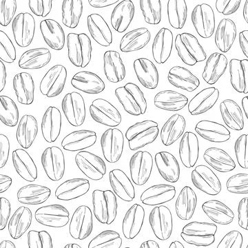 Vector seamless pattern with hand drawn oat-flakes Stock Illustration