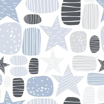 Vector seamless pattern with hand-drawn stars. Stock Illustration