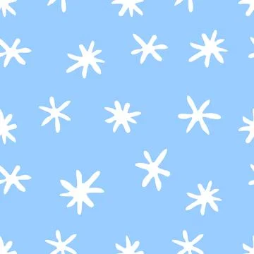 Vector seamless pattern from hand drawn snowflakes in doodle style. Winter, c 스톡 일러스트