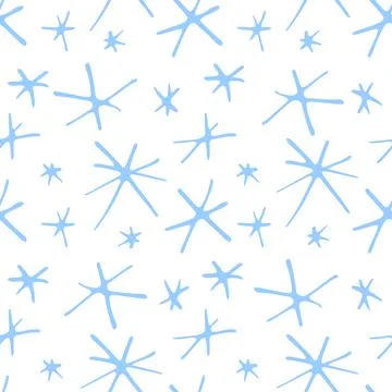 Vector seamless pattern from hand drawn snowflakes in doodle style. Winter, c 스톡 일러스트