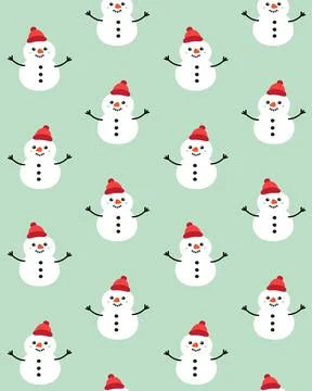 Vector seamless pattern of hand drawn snowman Stock Illustration
