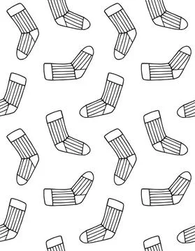Vector seamless pattern of hand drawn knitted sock Stock Illustration