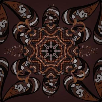 Vector seamless pattern with hand drawn doodle flowers. Cute floral background f イラスト素材