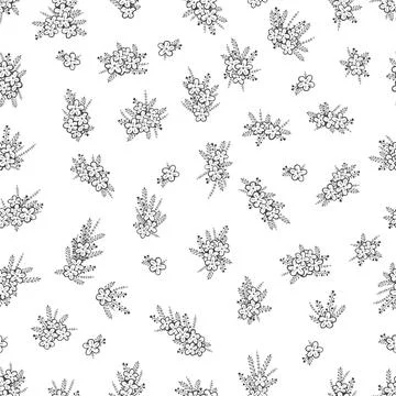 Vector seamless pattern with hand drawn flowers. 스톡 일러스트
