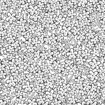 Vector seamless pattern with hand drawn flowers. Illustrazione stock