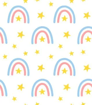 Vector seamless pattern of hand drawn rainbow Stock Illustration