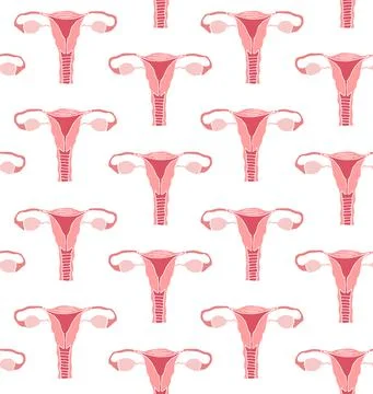 Vector seamless pattern of hand drawn uterus Stock Illustration