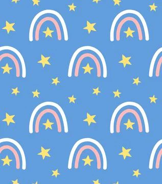 Vector seamless pattern of hand drawn rainbow Stock Illustration