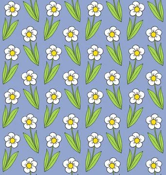 Vector seamless pattern of hand drawn daisy flower Stock Illustration