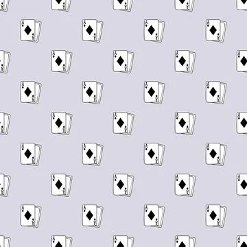 Vector seamless pattern with hand drawn diamonds ace on grey background Stock Illustration