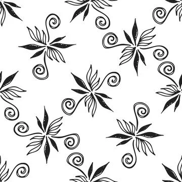 Vector seamless pattern with hand drawn floral oriental abstract elements on  스톡 일러스트